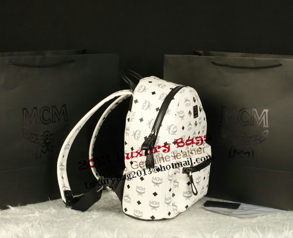 MCM Stark Backpack Large in Calf Leather 8004 White