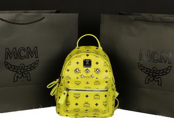 MCM Stark Backpack Medium in Calf Leather 8003 Lemon