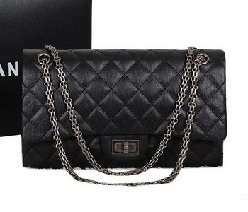 Chanel A30227 Black Sheepskin Leather Jumbo Flap Bags Silver