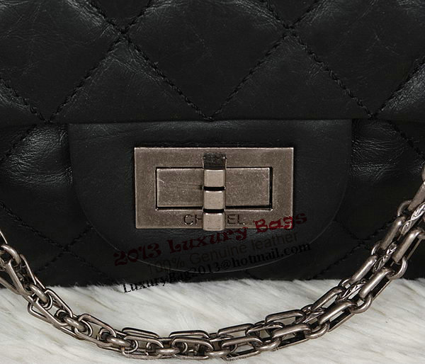 Chanel A30227 Black Sheepskin Leather Jumbo Flap Bags Silver