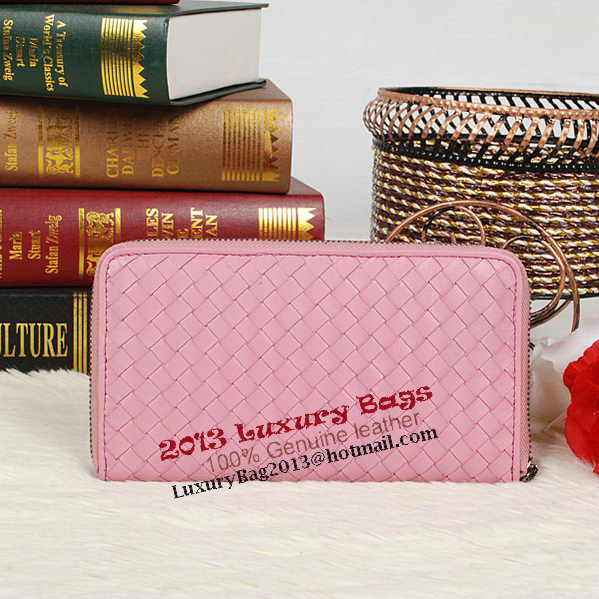 Bottega Veneta Intrecciato Nappa Zip Around Wallet BV20017 Pink