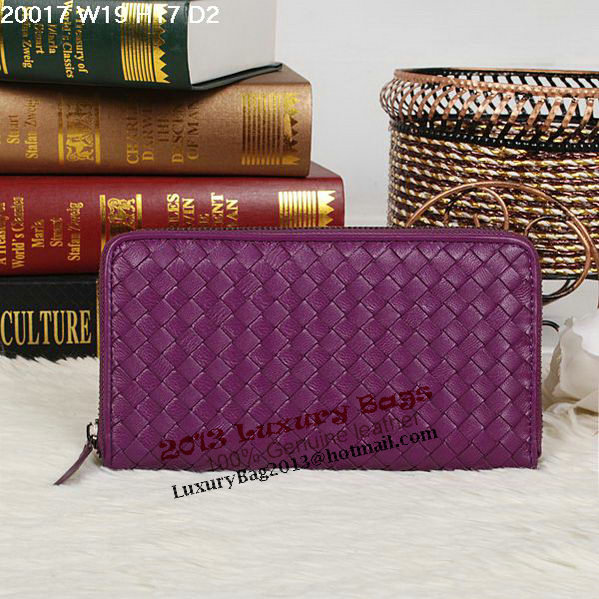 Bottega Veneta Intrecciato Nappa Zip Around Wallet BV20017 Purple