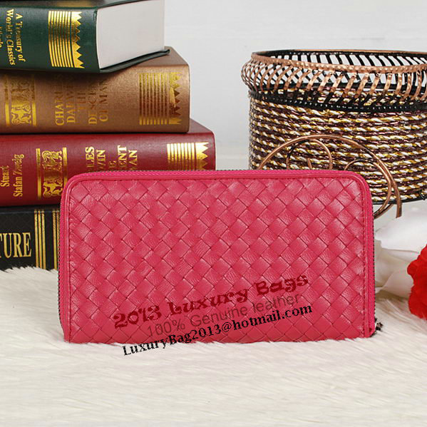 Bottega Veneta Intrecciato Nappa Zip Around Wallet BV20017 Rose