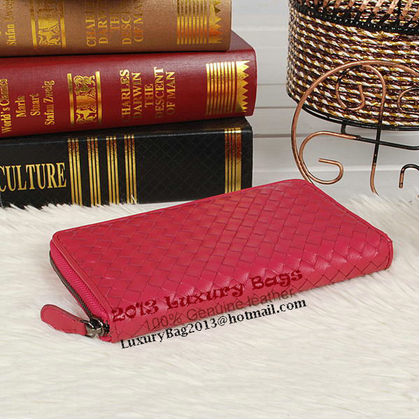 Bottega Veneta Intrecciato Nappa Zip Around Wallet BV20017 Rose