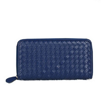 Bottega Veneta Intrecciato Nappa Zip Around Wallet BV20017 RoyalBlue