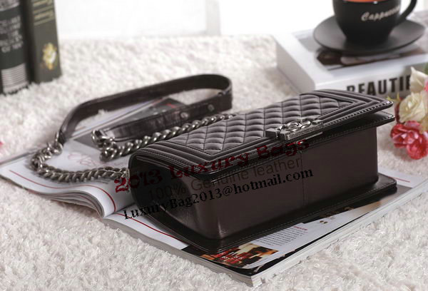 Chanel Boy Flap Shoulder Bag in Black Lambskin Leather A67086 Silver