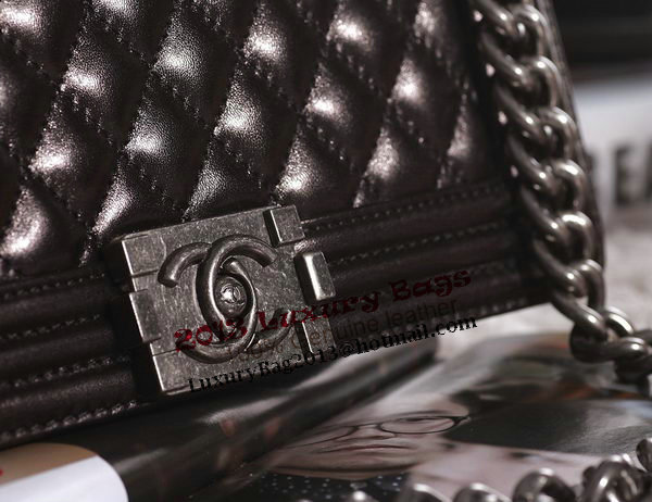 Chanel Boy Flap Shoulder Bag in Black Lambskin Leather A67086 Silver