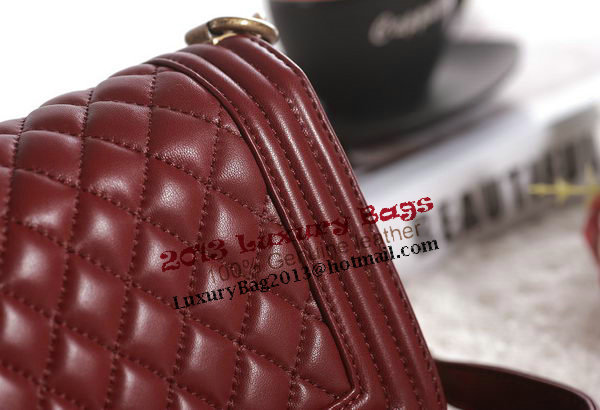 Chanel Boy Flap Shoulder Bag in Burgundy Lambskin Leather A67086 Gold