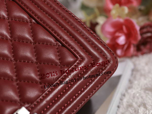 Chanel Boy Flap Shoulder Bag in Burgundy Lambskin Leather A67086 Silver