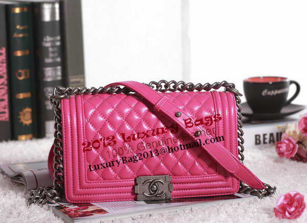 Chanel Boy Flap Shoulder Bag in Rose Lambskin Leather A67086 Silver