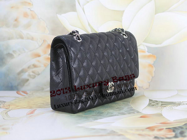 Chanel 2.55 Series Classic Flap Bag 1112 Black Cannage Pattern Original Leather Silver