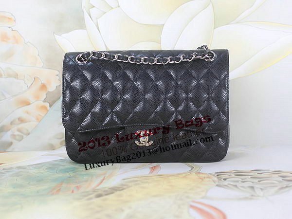 Chanel 2.55 Series Classic Flap Bag 1112 Black Original Cannage Pattern Leather Silver