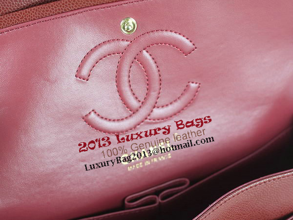 Chanel 2.55 Series Classic Flap Bag 1112 Burgundy Original Cannage Pattern Leather Gold