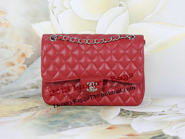 Chanel 2.55 Series Classic Flap Bag 1112 Red Cannage Pattern Original Leather Silver