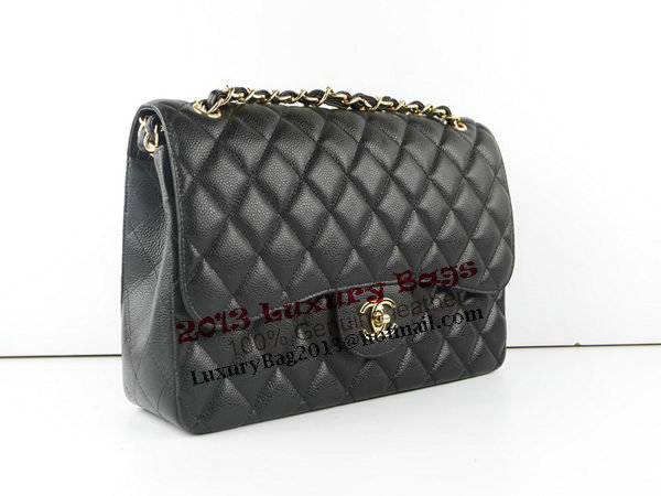 Chanel Classic Flap Bag 1113 Black Original Caviar Leather Gold