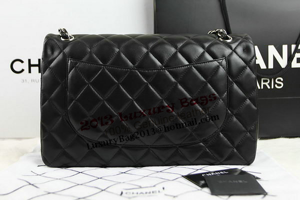 Chanel Classic Flap Bag 1113 Black Original Sheepskin Leather Silver