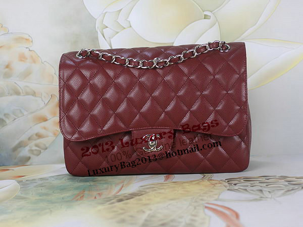 Chanel Classic Flap Bag 1113 Burgundy Original Cannage Pattern Leather Silver