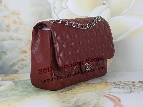 Chanel Classic Flap Bag 1113 Burgundy Original Cannage Pattern Leather Silver