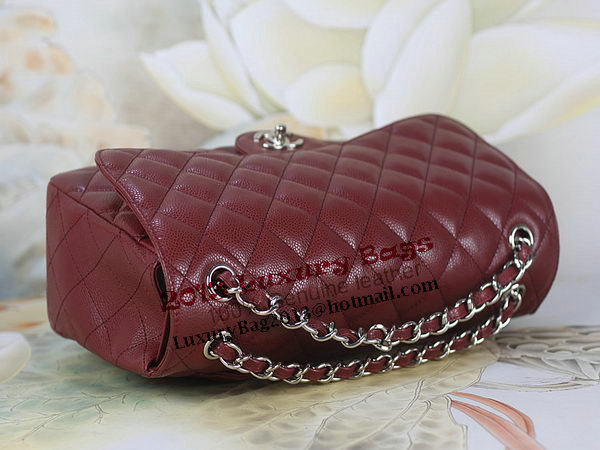 Chanel Classic Flap Bag 1113 Burgundy Original Cannage Pattern Leather Silver