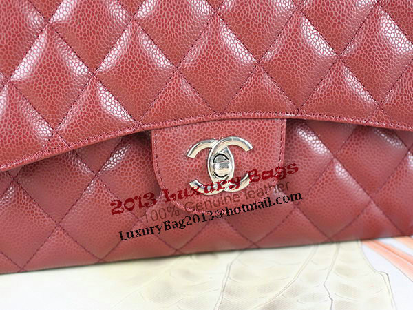 Chanel Classic Flap Bag 1113 Burgundy Original Cannage Pattern Leather Silver