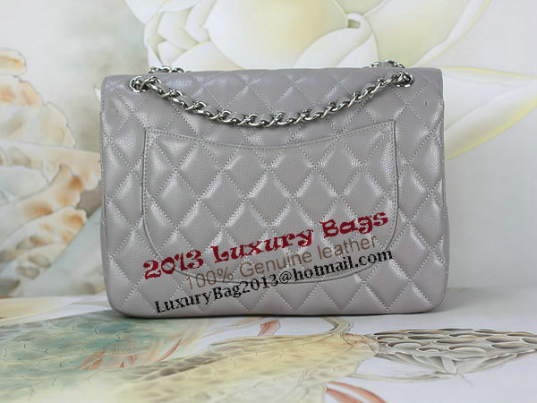 Chanel Classic Flap Bag 1113 Gray Original Cannage Pattern Leather Silver