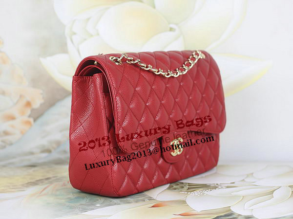 Chanel Classic Flap Bag 1113 Red Original Cannage Pattern Leather Gold