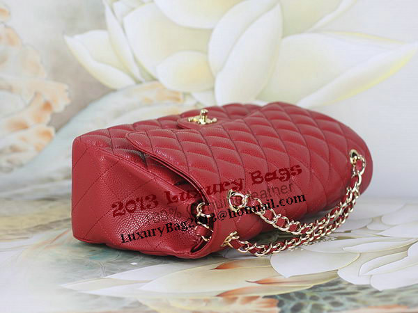 Chanel Classic Flap Bag 1113 Red Original Cannage Pattern Leather Gold