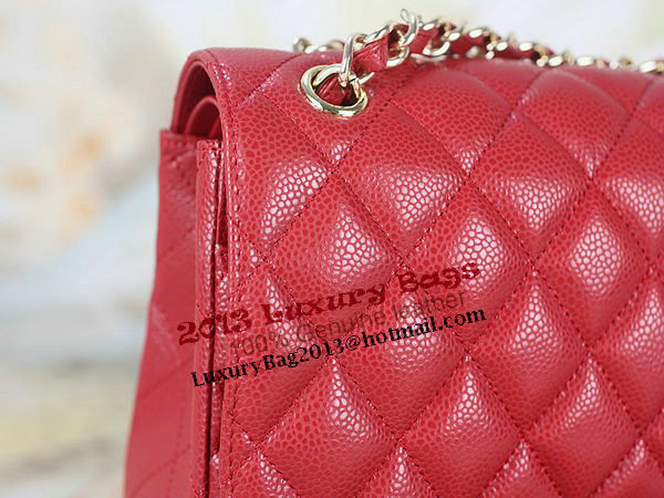 Chanel Classic Flap Bag 1113 Red Original Cannage Pattern Leather Gold