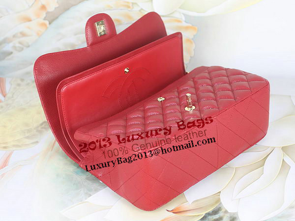 Chanel Classic Flap Bag 1113 Red Original Cannage Pattern Leather Gold