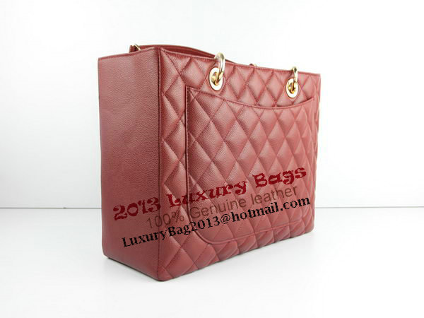 Chanel A50995 Maroon Original Cannage Leather Shoulder Bag Gold