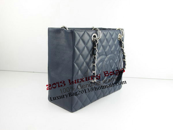 Chanel A50995 RoyalBlue Original Cannage Leather Shoulder Bag Silver