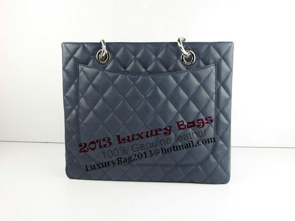 Chanel A50995 RoyalBlue Original Cannage Leather Shoulder Bag Silver