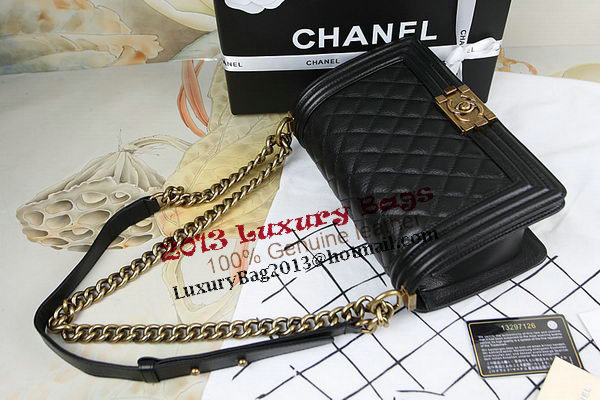 Chanel Boy Flap Shoulder Bag in Black Original Deerskin Leather A67025 Gold