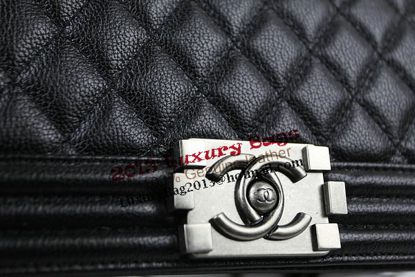 Chanel Boy Flap Shoulder Bag in Black Original Deerskin Leather A67025 Silver