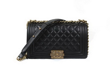 Chanel Boy Flap Shoulder Bag in Original Black Lambskin Leather A67025 Gold