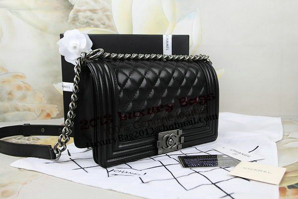 Chanel Boy Flap Shoulder Bag in Original Black Lambskin Leather A67025 Silver