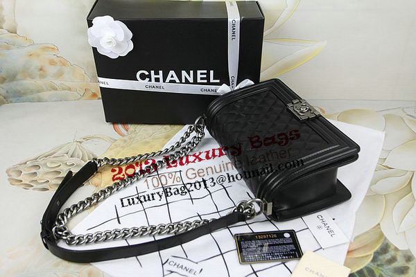 Chanel Boy Flap Shoulder Bag in Original Black Lambskin Leather A67025 Silver