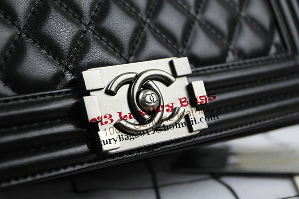 Chanel Boy Flap Shoulder Bag in Original Black Lambskin Leather A67025 Silver