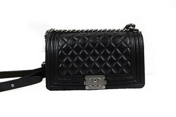 Chanel Boy Flap Shoulder Bag in Original Glazed Crackled Leather A67025 Black