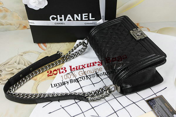 Chanel Boy Flap Shoulder Bag in Original Glazed Crackled Leather A67025 Black