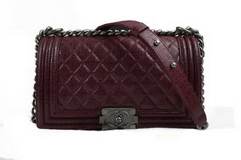 Chanel Boy Flap Shoulder Bag in Original Glazed Crackled Leather A67025 Burgundy