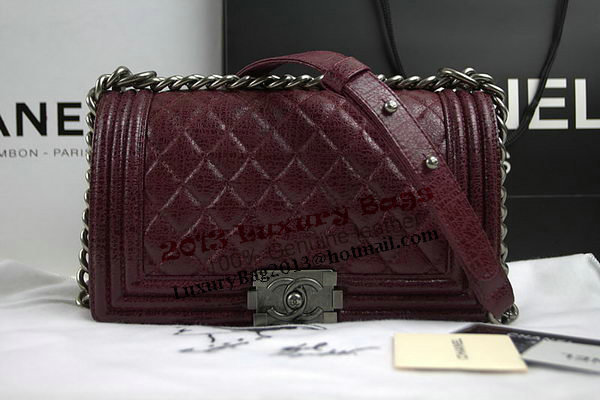 Chanel Boy Flap Shoulder Bag in Original Glazed Crackled Leather A67025 Burgundy