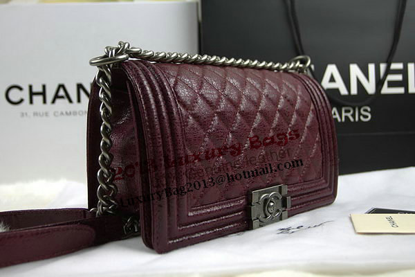 Chanel Boy Flap Shoulder Bag in Original Glazed Crackled Leather A67025 Burgundy