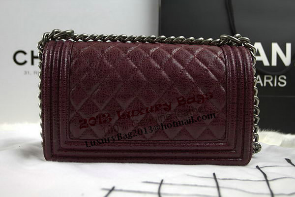 Chanel Boy Flap Shoulder Bag in Original Glazed Crackled Leather A67025 Burgundy