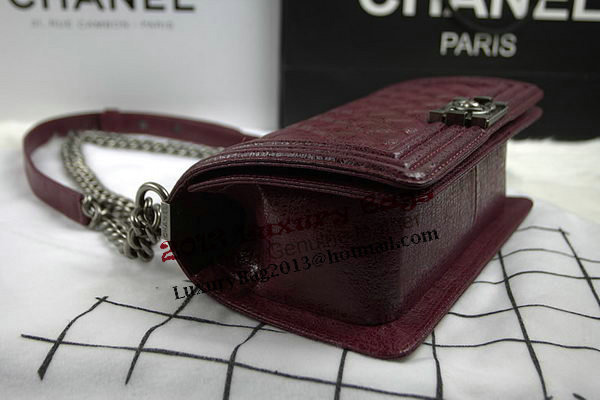 Chanel Boy Flap Shoulder Bag in Original Glazed Crackled Leather A67025 Burgundy