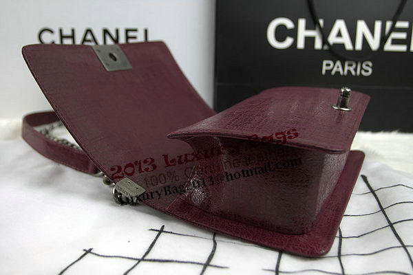 Chanel Boy Flap Shoulder Bag in Original Glazed Crackled Leather A67025 Burgundy