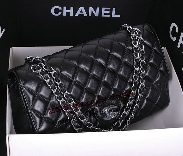 Chanel Classic Flap Bag 1113 Black Sheepskin Leather