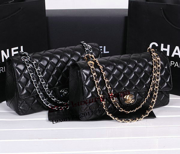 Chanel Classic Flap Bag 1113 Black Sheepskin Leather