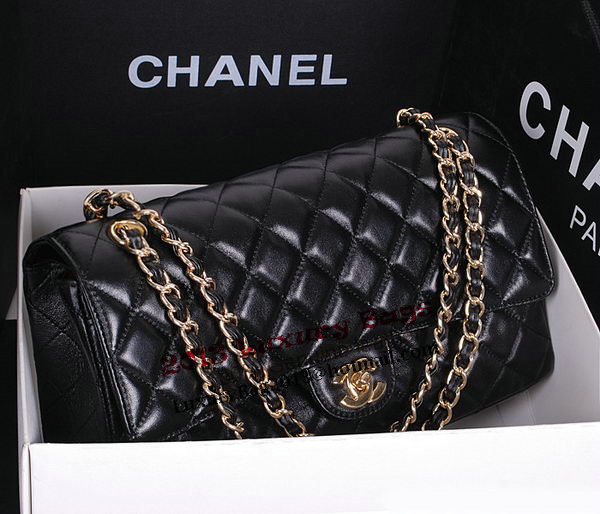 Chanel Classic Flap Bag 1113 Black Sheepskin Leather