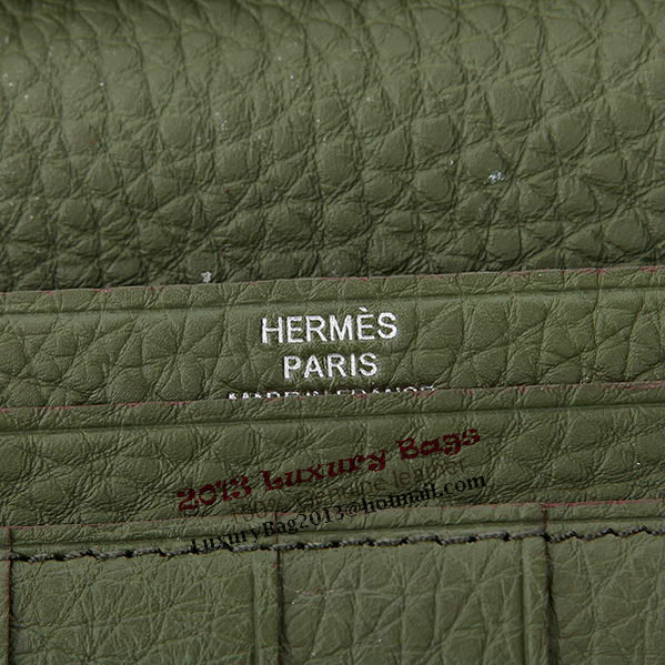 Hermes Bearn Japonaise Bi-Fold Wallet Grainy Leather A208 Dark Green